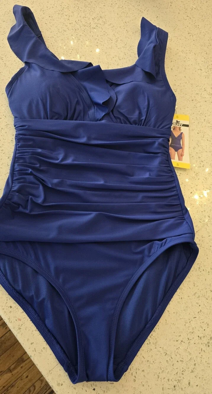 DKNY tummy control Ruffle One Piece Bathing Suit - Small - Picture 6 of 10